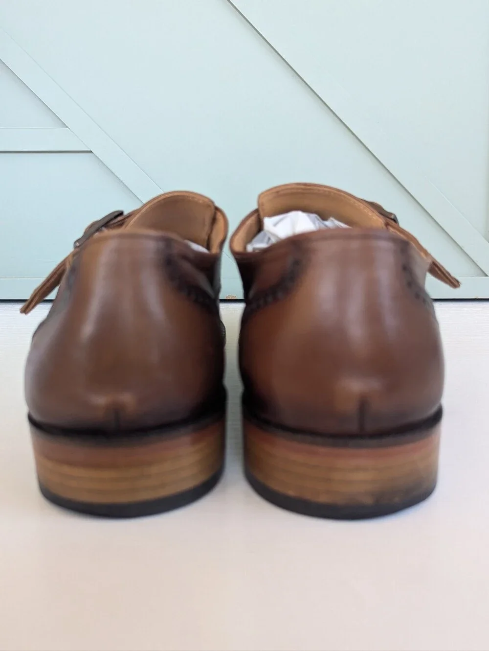 Men's Brown Leather Single Monk Strap Dress Shoes